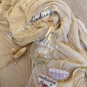Aufkleber Glas - Personalisiertes Wein Sektglas / Etiketten personalisiert - Tischdeko Personalisiert  - Schriftzug  Name