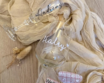 Sticker glass - Personalized wine champagne glass / personalized labels - Personalized table decoration - Lettering name
