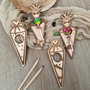 Sac d'école Sucette en bois Pendentif écolier - Idée cadeau pour la rentrée scolaire - Pendentif écolier en bois