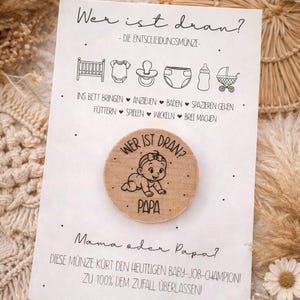 Moneta decisionale per i genitori - Regalo di nascita - Regalo per baby shower - Moneta mamma/papà, a chi tocca