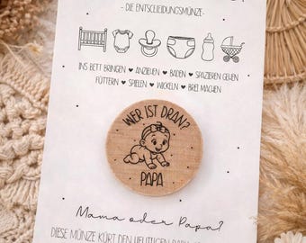 Decision coin for parents - Birth gift - Baby shower gift - Whose turn is it, Mom/Dad coin