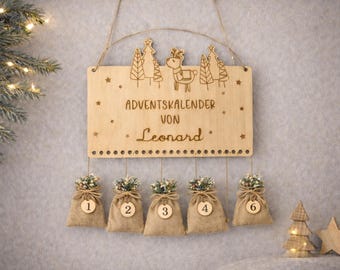 Advent calendar with name / Personalized children's wooden advent calendar / Christmas calendar / Wooden advent calendar with name