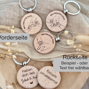 Porte-clés personnalisé - Nom en bois gravé - Idée cadeau Meilleur Papa - Idée cadeau Fête des Pères - Meilleur Papa Personnalisé