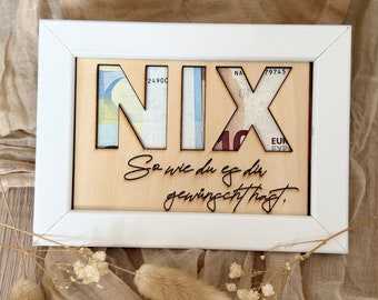 Cash gift Nothing like you wanted - Cash gift in a wooden frame / Gift idea