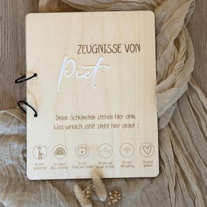 Zeugnismappe / Urkundenmappe Kinder Holz - Zeugnismappe Affirmation Kinder - Zeugnismappe Einschulung Personalisiert