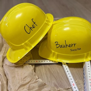 Schriftzug Bauherr  - Personalisierter Arbeitshelm Sicherheitshelm Baustelle Aufkleber - Geschenk Hausbau -