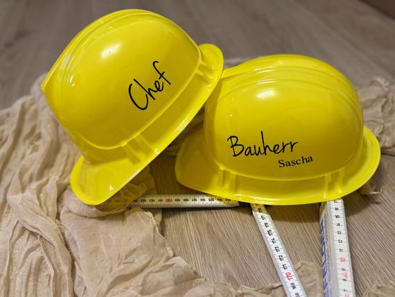 Schriftzug Bauherr  - Personalisierter Arbeitshelm Sicherheitshelm Baustelle Aufkleber - Geschenk Hausbau -