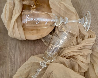 Sticker glass - Personalized wine champagne glass / personalized labels - Wedding table decoration - Wedding lettering name