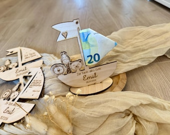 Regalo en efectivo para nacimiento y bautizo | Bautismo personalizado con arca - Regalo en efectivo para bautizo - Regalo de bautizo personalizado individual - Bautismo con arca