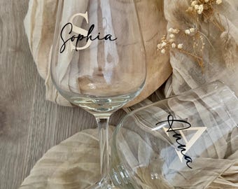 Sticker glass - Personalized wine champagne glass / personalized labels - Wedding table decoration - Wedding lettering name