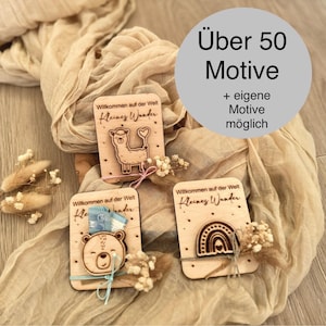 Carte de naissance en bois / Bienvenue Petit Miracle / Cadeau de naissance / Cadeau d'argent de naissance / Carte de félicitations / Carte en bois / Naissance bébé