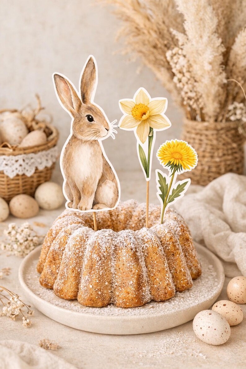 Spring Cake Toppers Easter Cake Topper Printable | Bunny Cake Topper | Easter Cake ...