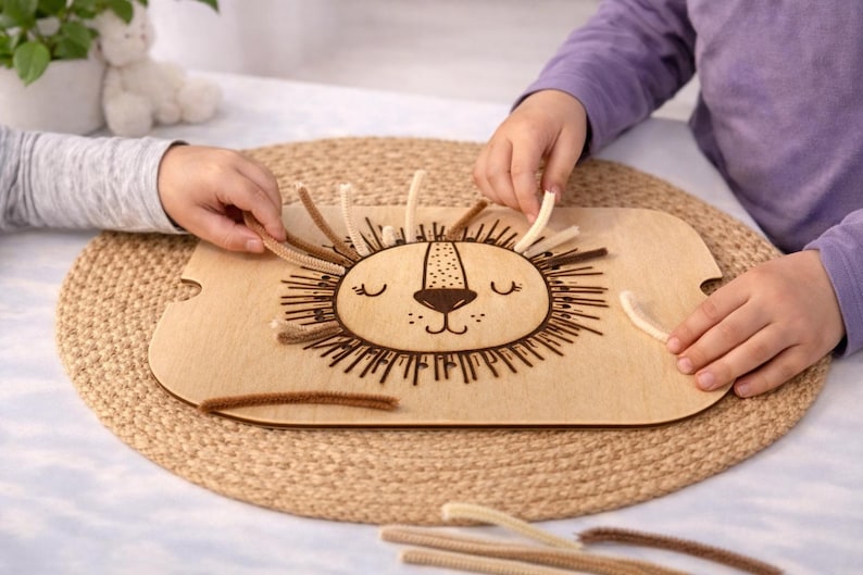 Activity board - Montessori - Lid for Trofast - Flisat insert - Play Trofast lid - Fine motor skills / sensory skills for children - Lid for Ikea box image 1