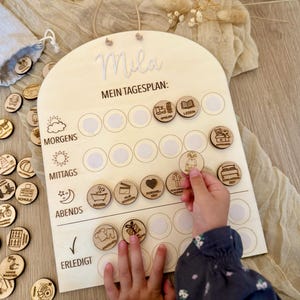 Tagesplan Kinder Holz Personalisiert / Basisset / Routineplan für Kinder Holz Name / Wochenenroutine Kinder