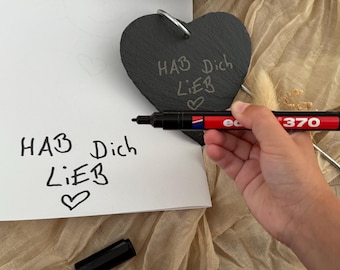 Grabstecker - Schiefer Herz personalisiert mit Gravur - Grabschmuck personalisiert - Grabstecker Papa / Mama / Oma / Opa - Kinderbild