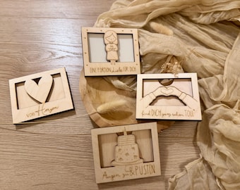 Holzkarte für Geldgeschenke - Geschenkverpackung Geld - Geburtstagsgeschenk Geld - Holzkarte für Geldscheine Gutscheine