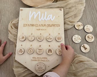 Countdown board wood, countdown children, countdown Christmas Easter holidays, countdown for children, board anticipation