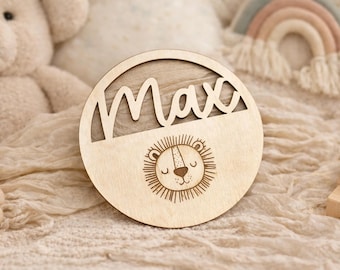 Wooden door sign personalized with name, name plate for children's room, wooden lettering, name plate door sign animals