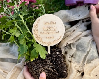 Flower plug Thank you for the colorful kindergarten time - personalized flower plug - educator farewell gift - wooden flower plug