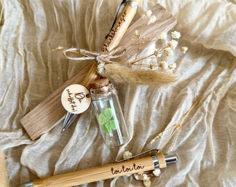 Personalized ballpoint pen, gift, lucky charm, graduation, exam gift - good luck! Lucky charm, real four-leaf clover