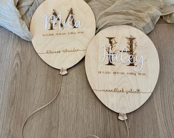 Wooden milestone card with name and birth date - Birth date engraved - Birth date personalized - Gift for birth -