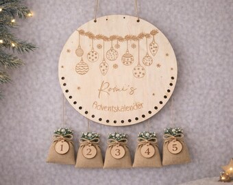 Personlig adventskalender för barn gjord av trä / Julkalender / Träadventskalender med namn