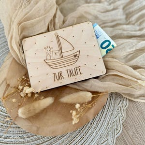 Regalo de dinero para el bautismo | Regalo Bautismo Personalizado / Tarjeta Bautismo Madera con Nombre - Dinero Regalo Bautismo - Regalo para Bautismo Arca de Noé