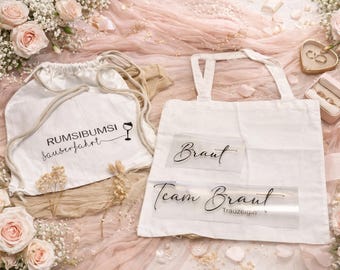 Fabric bag | Bachelorette party | Jute bag | Wedding-Bride - personalized tote bag handle bag zero waste color white