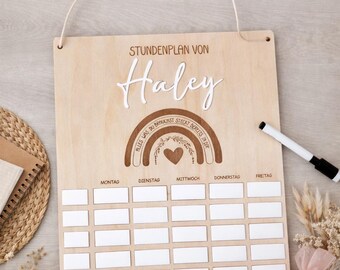 Personalized timetable - Timetable children wood - Timetable personalized