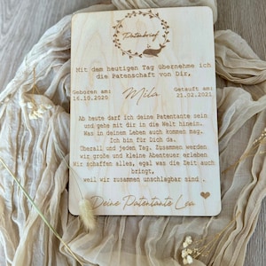 Carta de padrino / regalo bautismo / madrina / regalo de bautismo / padrino / letrero decorativo de madera personalizado