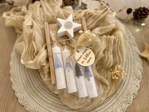 Weihnachtsgeschenke Kerze - Geschenkset Kerze - Wichtelgeschenk -Nikolaus Kerze - Kerze Advent - Geschenkbox Kerze Holz Raysin Wichtel