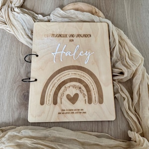 Zeugnismappe / Urkundenmappe Kinder Holz - Zeugnismappe Affirmation Kinder - Zeugnismappe Einschulung Personalisiert