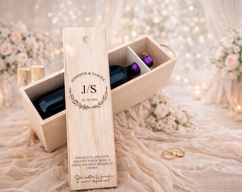 Personalisierte Weinbox Hochzeit - Geschenk zur Hochzeit Personalisiert - Weinbox Holz mit Gravur Hochzeit - Hochzeitsgeschenk Weinbox