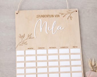 Personalized timetable - Timetable children wood - Timetable personalized