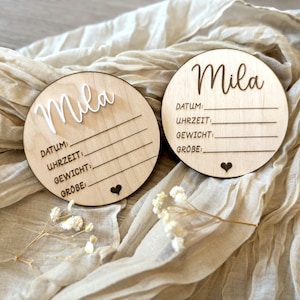 Meilensteinkarte aus Holz mit Name und Geburtsdaten - Geburtsdaten Graviert - Geburtsdaten Personalisiert - Geschenk zur Geburt -