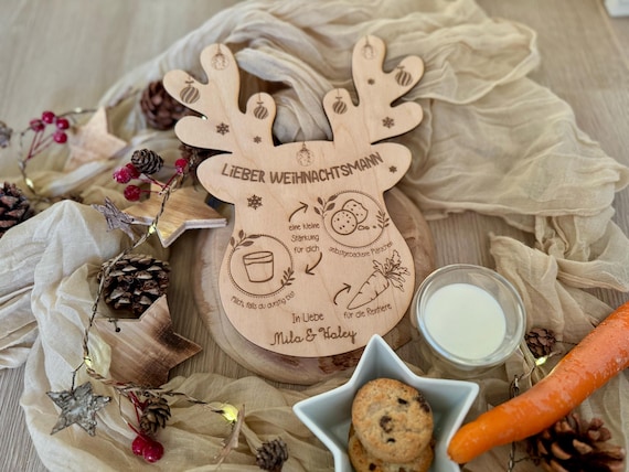 Weihnachtsmann Teller - Snack Teller Stärkung für den Weihnachtsmann - den Nikolaus - das Christkind und die Rentiere