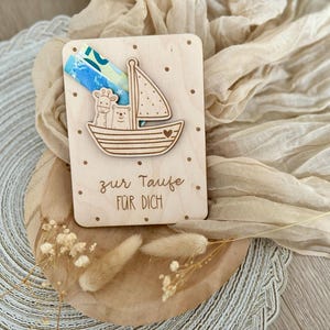 Regalo de dinero para el bautismo | Regalo Bautismo Personalizado / Tarjeta Bautismo Madera con Nombre - Dinero Regalo Bautismo - Regalo para Bautismo Arca de Noé