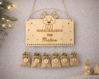 Advent calendar with name / Personalized children's wooden advent calendar / Christmas calendar / Wooden advent calendar with name