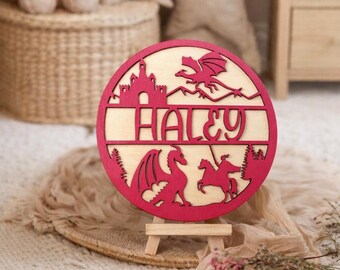 Wooden door sign personalized with name, name plate for children's room, wooden lettering,