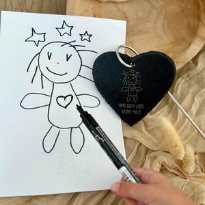 Grave marker - slate heart personalized with engraving - personalized grave decoration - grave marker dad / mom / grandma / grandpa - child&#39;s picture