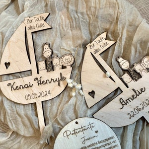 Cake Topper zur Taufe, Caketopper personalisiert Taufe, Tischdeko Taufe, Kuchendeko Taufe Bild 4