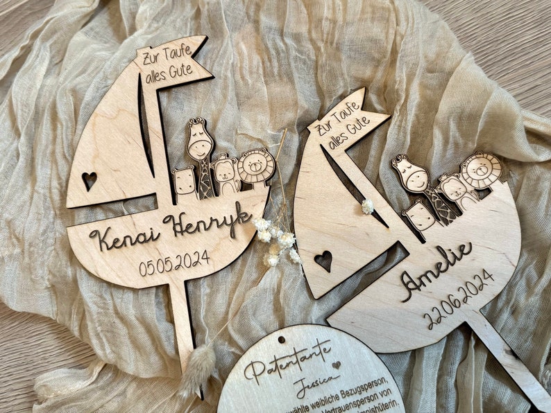 Cake Topper zur Taufe, Caketopper personalisiert Taufe, Tischdeko Taufe, Kuchendeko Taufe Bild 4