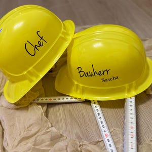 Schriftzug Bauherr  - Personalisierter Arbeitshelm Sicherheitshelm Baustelle Aufkleber - Geschenk Hausbau -