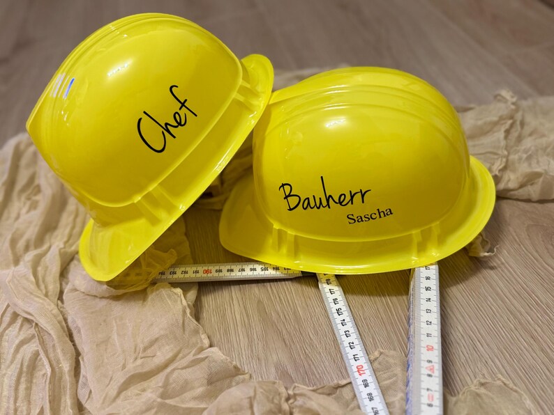 Schriftzug Bauherr  - Personalisierter Arbeitshelm Sicherheitshelm Baustelle Aufkleber - Geschenk Hausbau -