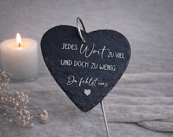 Personalized slate heart grave marker with engraving - Personalized grave decoration -