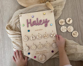 Countdown board wood, countdown children, countdown Christmas Easter holidays, countdown for children, board anticipation