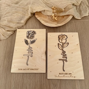 Regalo San Valentino - Biglietto San Valentino - Regalo per coppie - Regalo Amore - Legno di rosa