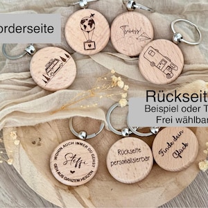 Personalized wooden keychain - Name - Custom text - Globetrotter - World traveler - Explorer - VW bus - Motorhome - Travel