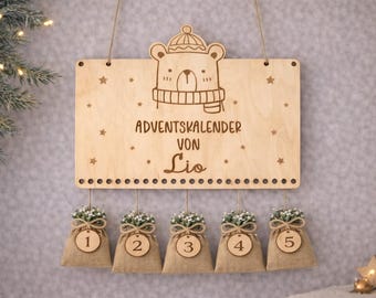 Advent calendar with name / Personalized children's wooden advent calendar / Christmas calendar / Wooden advent calendar with name