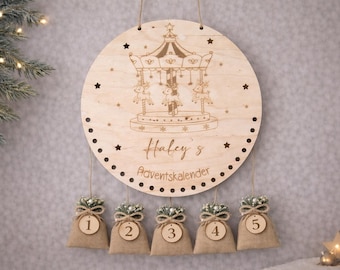Personlig adventskalender för barn gjord av trä / Julkalender / Träadventskalender med namn